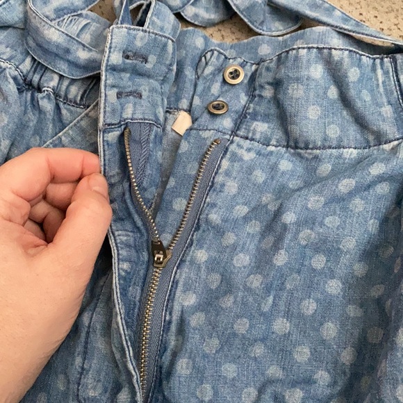 Blue Chambray Polka Dot Paper Bag Shorts - Picture 8 of 8